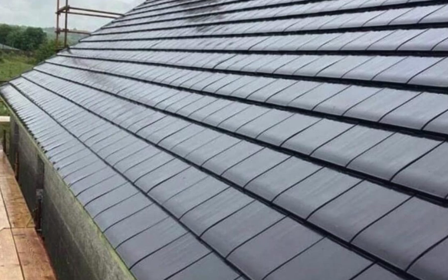 The finished tiled roof after the work was completed